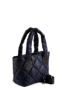 Женский стеганый надувной пуф из парашютной ткани с перекрестным ремнем, сумка на плечо и руку среднего размера (10758) Luwwe Bags, темно-синий