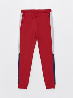 Спортивные штаны для мальчиков с цветными блоками и эластичной резинкой на талии LCW ECO, темно-бордовый