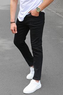 Мужские черные брюки узкого кроя из плотной ткани MADMEXT
