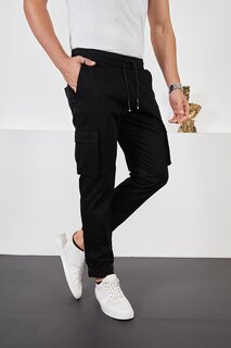 Мужские черные брюки-карго Dobby Jogger с эластичной резинкой на талии и штанинах Z Giyim