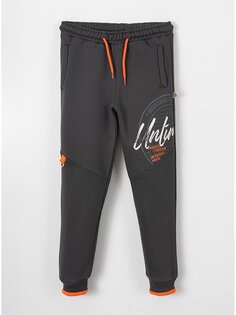 Спортивные штаны с принтом и эластичной резинкой на талии для мальчиков Mışıl Kids, дымчато-серый