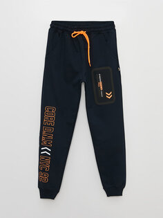 Спортивные штаны с принтом и эластичной резинкой на талии для мальчиков Mışıl Kids, светло-темно-синий