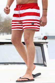 Мужские шорты для плавания в красную полоску 6361 MADMEXT