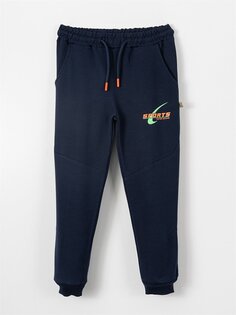 Спортивные штаны с принтом и эластичной резинкой на талии для мальчиков Mışıl Kids, темно-синий