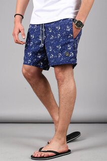 Мужские шорты для плавания темно-синие с рисунком якоря 6366 MADMEXT