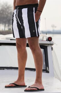 Мужские шорты для плавания черные в полоску 6360 MADMEXT