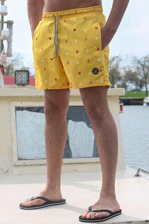 Мужские шорты для плавания с желтым рисунком 6376 MADMEXT