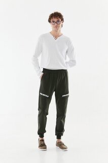 Спортивные штаны с эластичной резинкой на талии и принтом Fullamoda, хаки