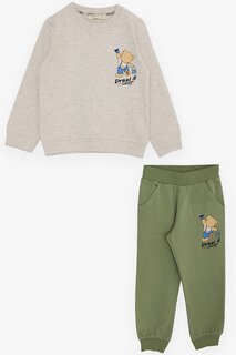 Спортивный костюм для мальчика Painter Teddy Bear с принтом Бежевый Меланж (1–4 года) Breeze
