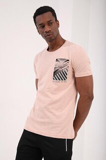Стандартная мужская футболка с круглым вырезом и принтом лосося на груди TOMMYLIFE