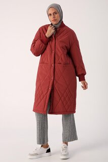 Стеганое пальто Rose Oversize в рубчик с ромбовидным узором ALL DAY