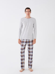 Мужской пижамный комплект Slim Fit LCW DREAM, светло-бежевый меланж