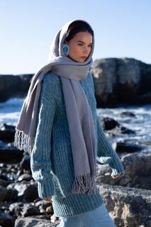Мятный плетеный вязаный свитер ALL DAY