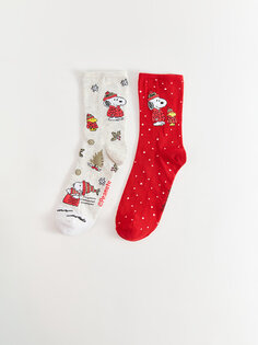 Набор из 2 женских носков с новогодним принтом Snoopy LCW DREAM