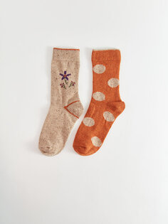 Набор из 2 женских носков с рисунком LCW DREAM, плитка