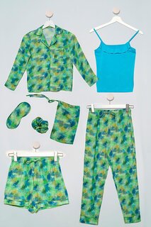 Зеленый пижамный комплект из 7 предметов в стиле батик For You Kids