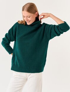 Зеленый трикотажный свитер с водолазкой и длинными рукавами Jimmy Key