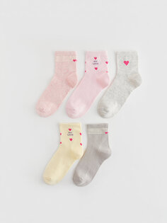 Набор из 5 женских носков с рисунком LC WAIKIKI, розовый