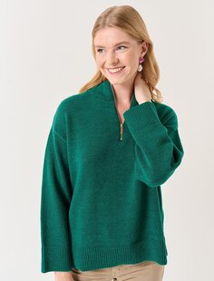 Зеленый трикотажный свитер с высоким воротником и длинными рукавами Jimmy Key