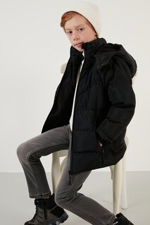 Зимнее пальто со съемным капюшоном и карманами на плюшевой подкладке 5761587 Lela, черный