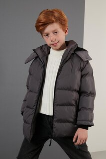 Зимнее пальто со съемным капюшоном и карманами на плюшевой подкладке 5761587 Lela, антрацит