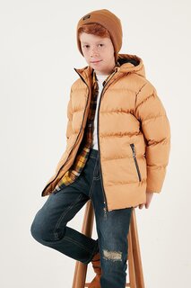 Зимнее пальто на плюшевой подкладке с капюшоном и карманами 5761911 Lela, средний желтый