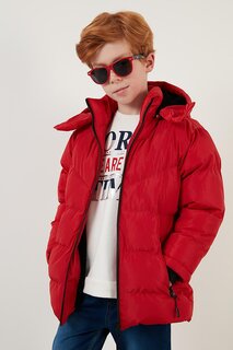 Зимнее пальто со съемным капюшоном и карманами на плюшевой подкладке 5761587 Lela, красный