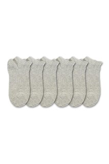 Набор из 6 женских однотонных носков-ботинок серого цвета Cozzy Socks