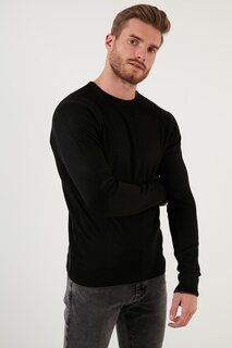 Зимний свитер из смесовой шерсти Regular Fit с круглым вырезом 6341006 Buratti, черный