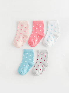 Набор носков для маленьких девочек с рисунком, 5 шт. LCW baby, бледно-розовый