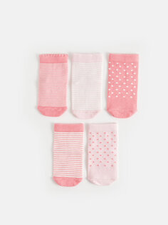 Набор носков для маленьких девочек с рисунком, 5 шт. LCW baby, матовый розовый