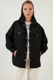 Зимняя куртка-рубашка оверсайз с карманами 6058385 Lela, черный