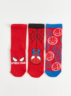 Набор носков для мальчика с рисунком «Человек-паук» (3 шт.) LCW Kids, окрашенная пряжа смешанного цвета