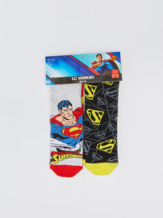 Набор носков для мальчиков с рисунком Супермена (3 шт.) LCW Kids, пряжа смешанного цвета