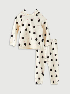 Толстовка и брюки с капюшоном и длинными рукавами с принтом для маленьких девочек, комплект из 2 предметов LCW baby