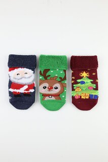 Новогодние противоскользящие детские носки-полотенца Bross