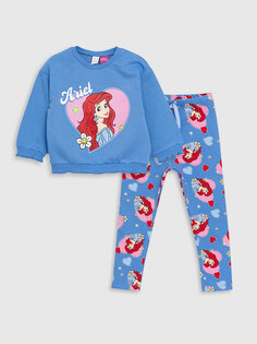 Толстовка и колготки для маленьких девочек с круглым вырезом и длинными рукавами с принтом Ariel LCW baby