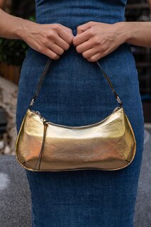 Золотая женская сумка через плечо MADAMRA