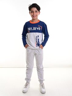 Толстовка и спортивные штаны с длинными рукавами и круглым вырезом для мальчиков с принтом Vitmo Vitamin, смешанный