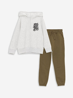Толстовка и спортивные штаны с длинными рукавами с принтом для мальчиков LCW Kids, бежевый