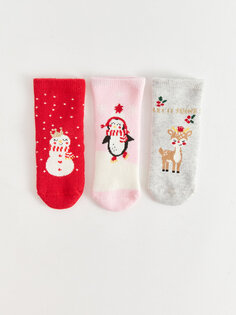 Носки для девочки с новогодней тематикой, 3 шт. LCW baby