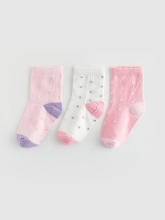 Носки в горошек для маленьких девочек, комплект из 3 шт. LCW ECO, пудрово-розовый