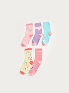 Носки для девочек с рисунком, 5 шт. LCW DREAM, светло-розовый