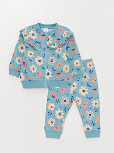 Толстовка на молнии и спортивный костюм для маленьких девочек, комплект из 2 предметов LCW baby, синий принт