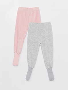Носки для маленьких девочек, пижамные штаны с эластичной резинкой на талии, 2 предмета LCW baby, белый меланж