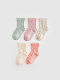 Носки для маленьких девочек с рисунком, 5 пар носков LCW baby, матовый оранжевый