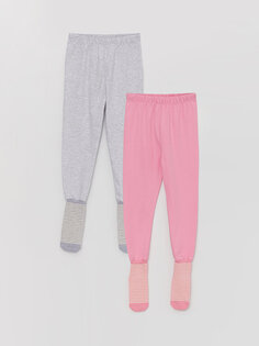 Носки для маленьких девочек, пижамные штаны с эластичной резинкой на талии, 2 предмета LCW baby, белый меланж