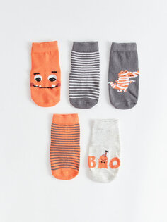 Носки для мальчика с принтом, набор из 5 шт. LCW baby, светло-оранжевый