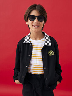 Кардиган для мальчика с длинным рукавом и воротником рубашки с вышивкой LCW Kids
