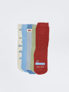 Носки для мальчика с рисунком, набор из 5 шт. LCW baby, грязный бордовый красный